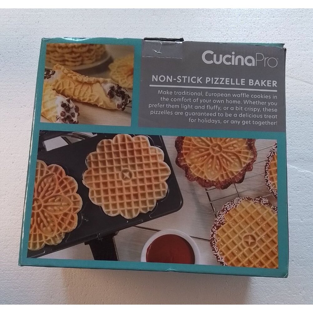 CucinaPro Pizzelle Maker- Non Stick Electric Baker Press Makes Two 5-Inch Cookie